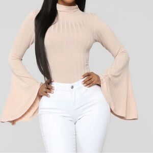 Fashion Nova Beige Ribbed Knit Top